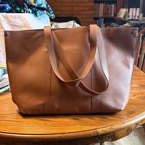 Thirty-One Classic Pleather Brown Tote Bag - Women's Everyday Shoulder Bag